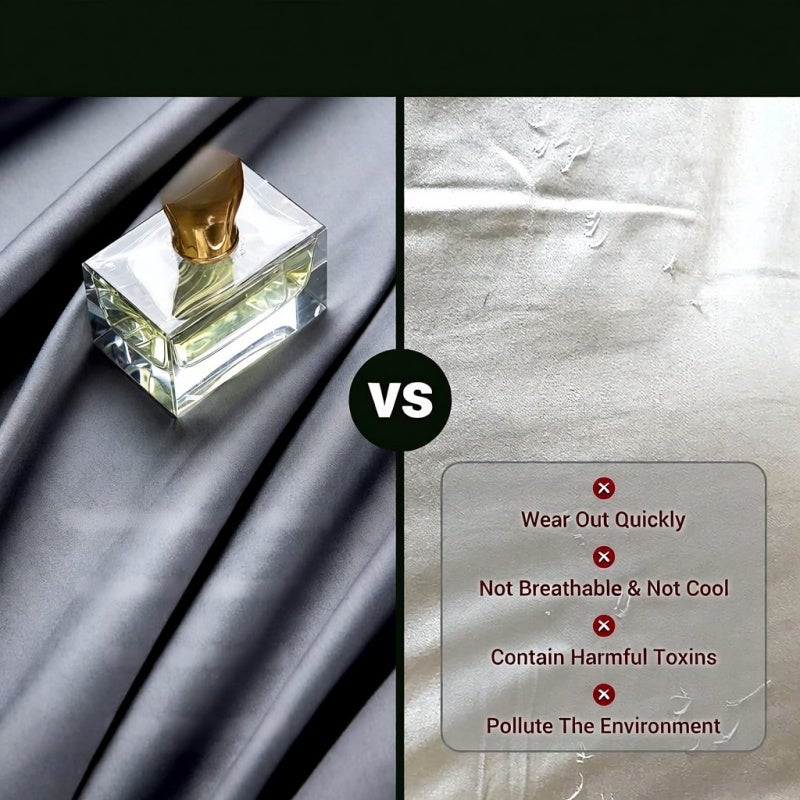 Bamboo Sheets Queen Size 4 Pc Dark Grey Set - Shockingly Soft Temp-Regulating Deep Pocket Cooling Bedding for Hot Sleepers Night Sweaters Luxury Home Use - Image 5