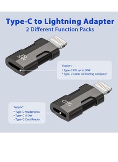 SYOSI 2 Pack USB C Lightning Adapter with 30W PD Support Fast Charging Data and Audio Adapter Transfer Male to Lightning Female Headphones Converter Fit for iPhone for iPad Fast Charging and Audio  - Image 2
