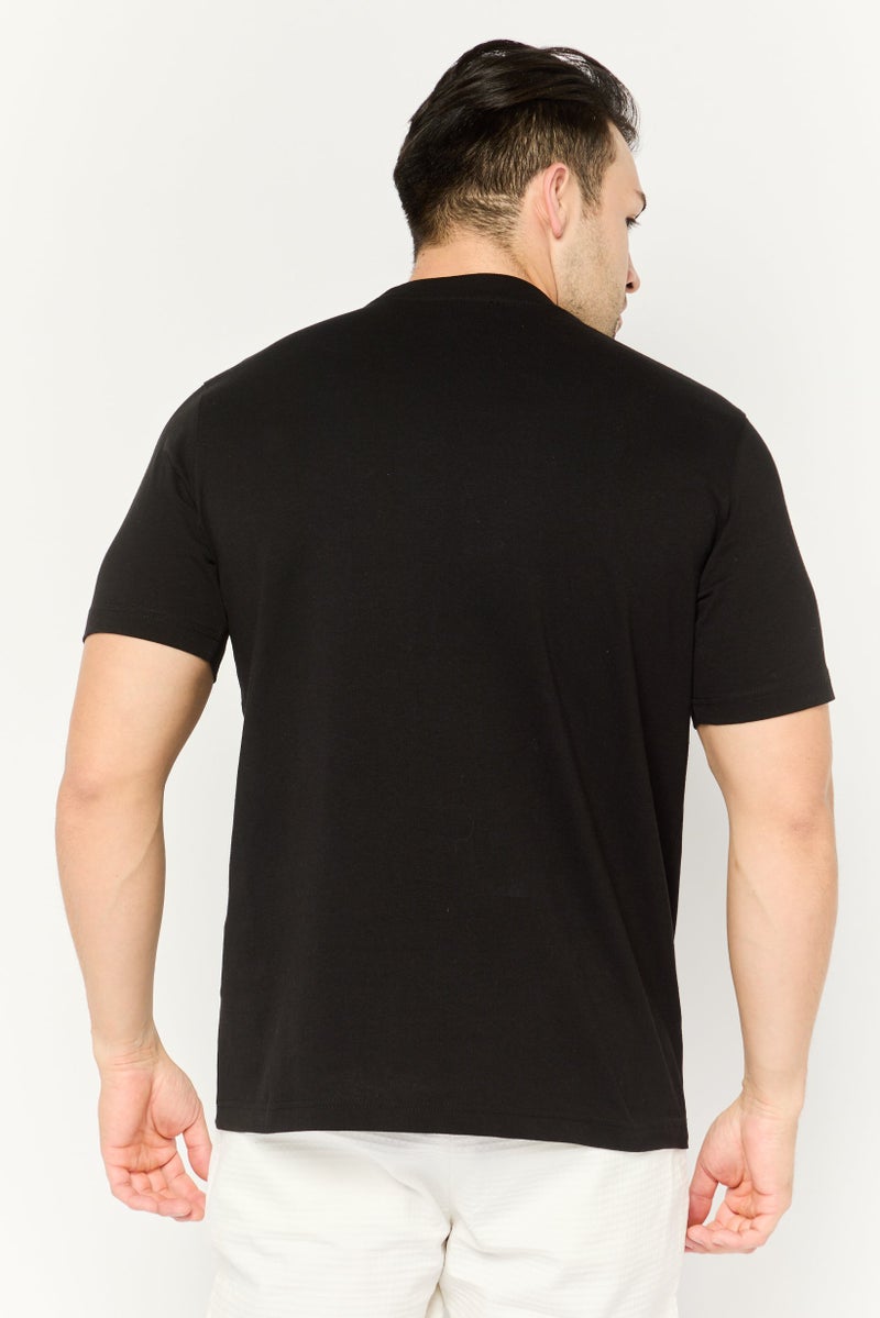 DIESEL تي شيرت رجالي بأكمام قصيرة وياقة دائرية، مطبوع برسومات، أسود - Image 4