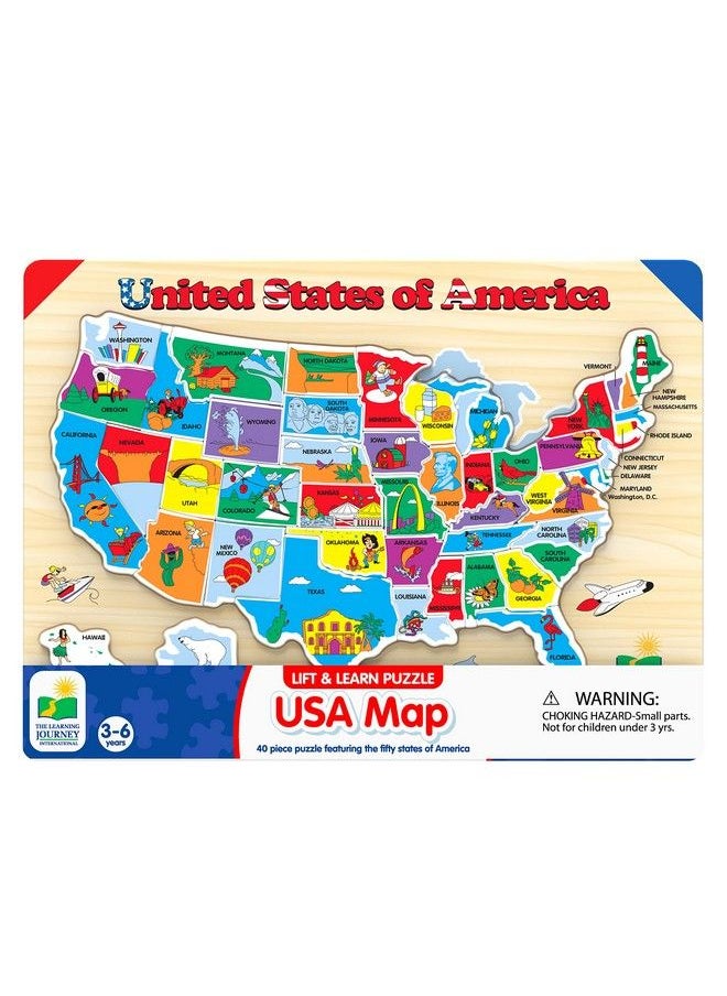 THE LEARNING JOURNEY - Lift & Learn Puzzle Usa Map Puzzle For Kids Preschool Toys & Gifts For Boys & Girls Ages 3 And Up United States Puzzle For Kids Award Winning Toys - Image 1