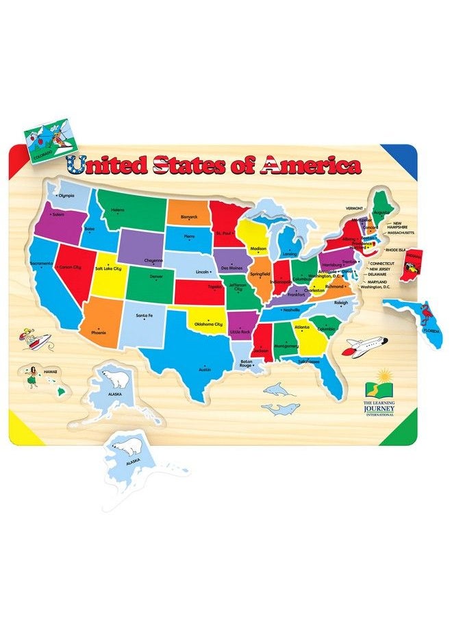 THE LEARNING JOURNEY - Lift & Learn Puzzle Usa Map Puzzle For Kids Preschool Toys & Gifts For Boys & Girls Ages 3 And Up United States Puzzle For Kids Award Winning Toys - Image 1