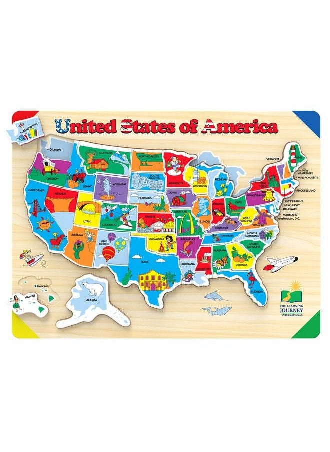 THE LEARNING JOURNEY - Lift & Learn Puzzle Usa Map Puzzle For Kids Preschool Toys & Gifts For Boys & Girls Ages 3 And Up United States Puzzle For Kids Award Winning Toys - Image 1