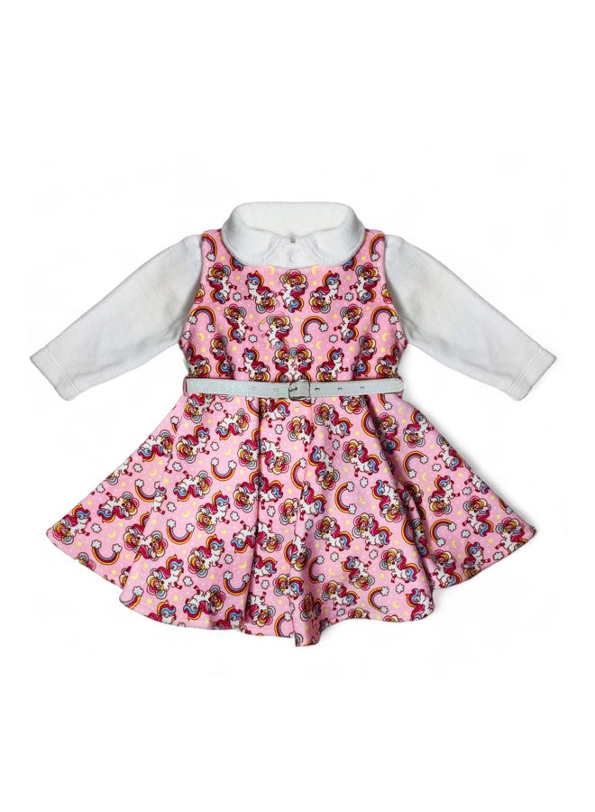 BabyShoora Girls set dress + undershirt + belt  - Image 1