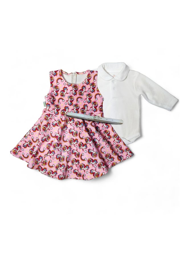 BabyShoora Girls set dress + undershirt + belt  - Image 5