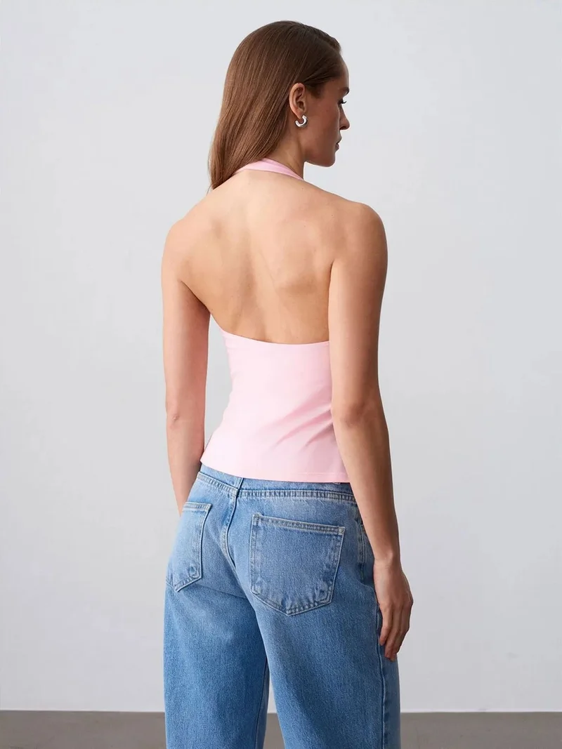 ديلفين DILVIN Halterneck Cut-Out Slim Fit Blouse