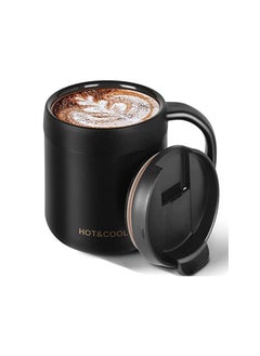 X spring Mug Insulated Coffee Mug With Handle Black Stainless Steel Reusable Insulated Travel Tumblers With Lid Leak Proof Spillproof Thermal Coffee Mug For Hot Cold Drinks (350Ml)  - Image 2
