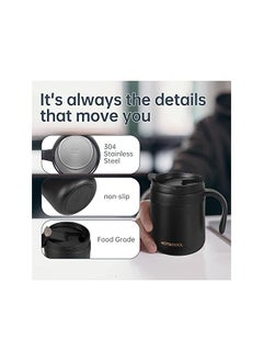 X spring Mug Insulated Coffee Mug With Handle Black Stainless Steel Reusable Insulated Travel Tumblers With Lid Leak Proof Spillproof Thermal Coffee Mug For Hot Cold Drinks (350Ml)  - Image 3