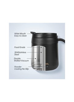X spring Mug Insulated Coffee Mug With Handle Black Stainless Steel Reusable Insulated Travel Tumblers With Lid Leak Proof Spillproof Thermal Coffee Mug For Hot Cold Drinks (350Ml)  - Image 4