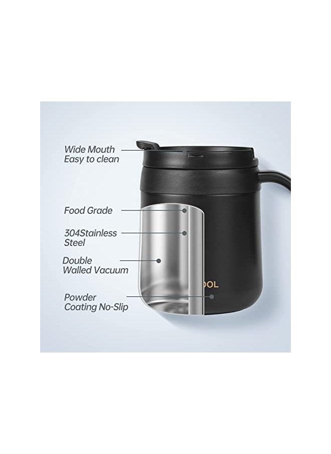 X spring Mug Insulated Coffee Mug With Handle Black Stainless Steel Reusable Insulated Travel Tumblers With Lid Leak Proof Spillproof Thermal Coffee Mug For Hot Cold Drinks (350Ml)  - Image 4