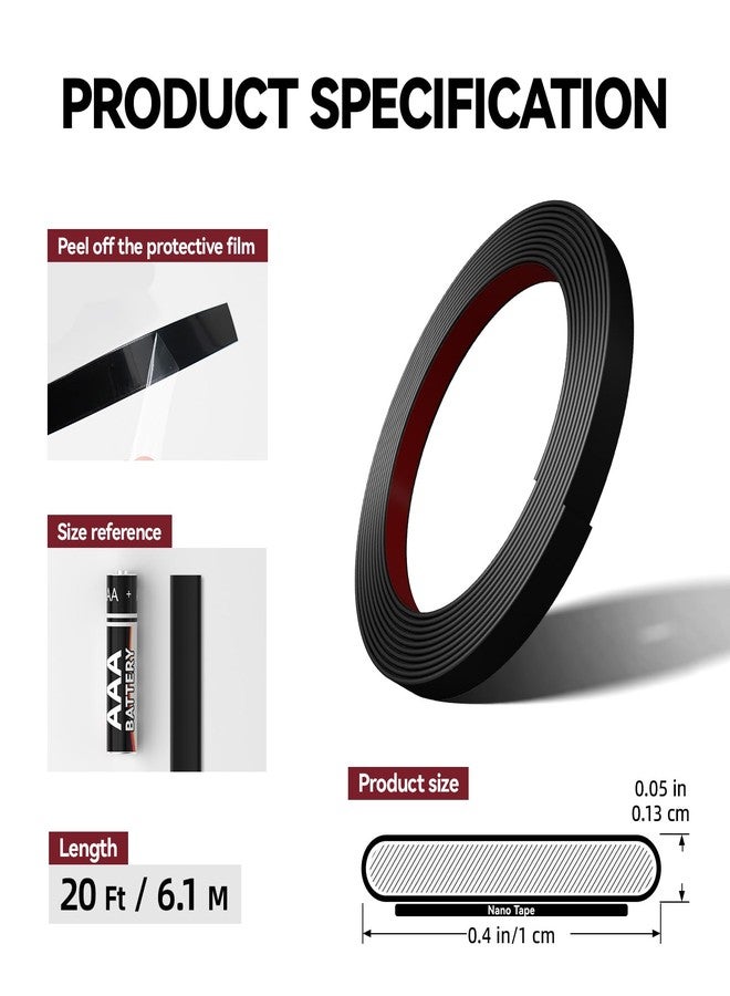 JSIWOTH 20 Ft Peel and Stick Trim, Black Waterproof Molding Trim for Walls Edges, Borders, Window Frames, Backsplash Tiles, Flexible and Self Adhesive Trim - Image 5