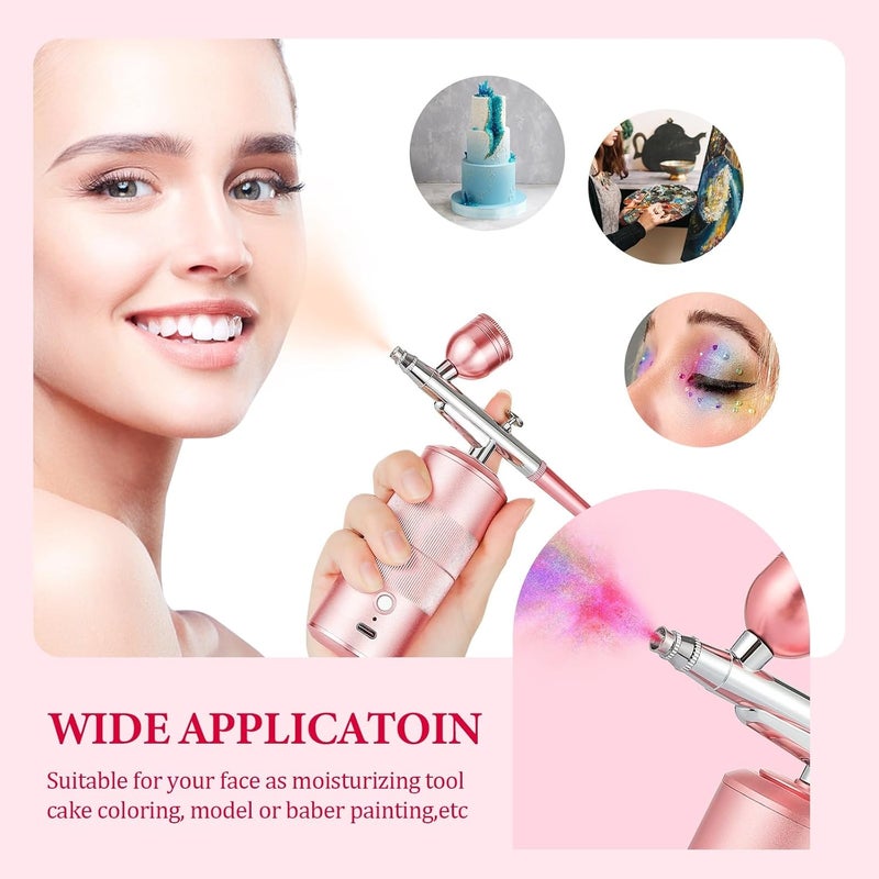 LIARTY Airbrush Kit Machine with Compressor Rechargeable Handheld Airbrush Professional Cordless Air Brush Portable for Nail Art Makeup Barber Cake Decor Painting Rose - Image 3