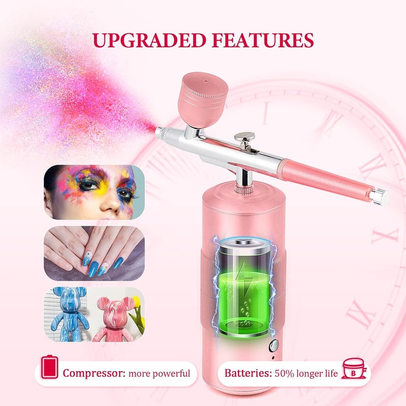 LIARTY Airbrush Kit Machine with Compressor Rechargeable Handheld Airbrush Professional Cordless Air Brush Portable for Nail Art Makeup Barber Cake Decor Painting Rose - Image 5