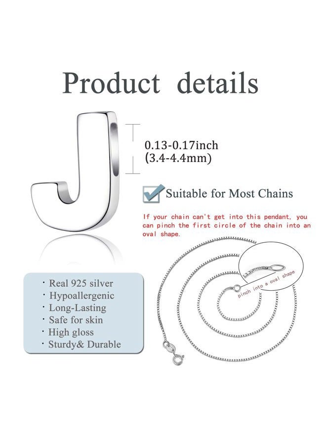 Candyfancy Initial Pendant 925 Sterling Silver Letters Personalized Alphabet Pendant Fit 1mm Box Chain, Metal - Image 4