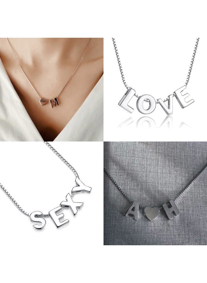 Candyfancy Initial Pendant 925 Sterling Silver Letters Personalized Alphabet Pendant Fit 1mm Box Chain, Metal - Image 3