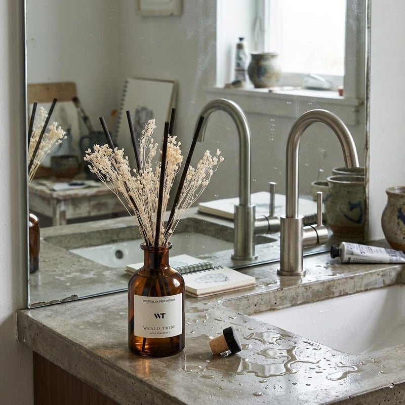 WEALD TRIBE Reed Diffuser Set for Bathroom Air Fresheners, Oil Diffuser Sticks | White Jasmine Scent 4.0 fl oz Home Fragrance with Sticks Defusers | House Bedroom Office Shelf Decor - Image 5