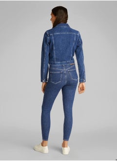 Calvin Klein Jeans Women's 90's Cropped Demin Trucker Jacket - Cotton, Blue  - Image 5