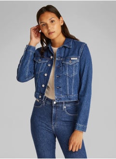 Calvin Klein Jeans Women's 90's Cropped Demin Trucker Jacket - Cotton, Blue  - Image 2