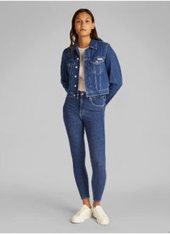 Calvin Klein Jeans Women's 90's Cropped Demin Trucker Jacket - Cotton, Blue  - Image 4