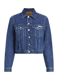 Calvin Klein Jeans Women's 90's Cropped Demin Trucker Jacket - Cotton, Blue  - Image 3