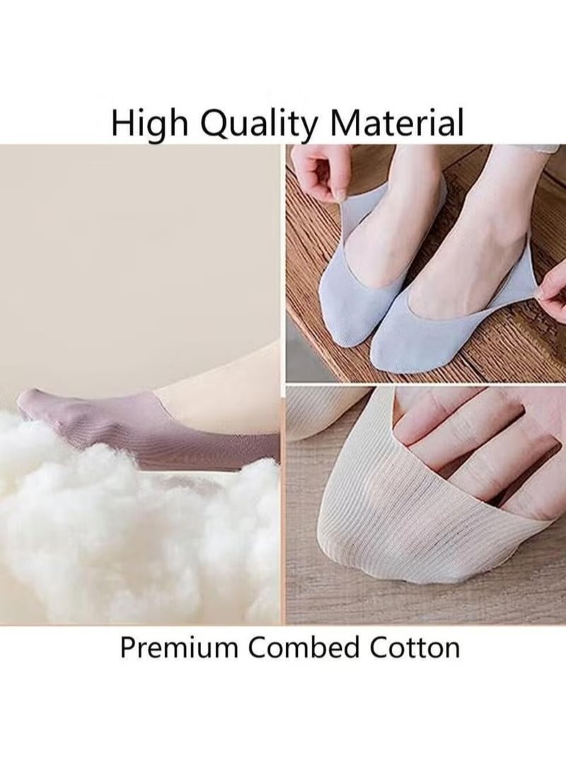 5 أزواج من جوارب الكاحل من الحرير الجليدي للنساء، جوارب رفيعة منخفضة القطع غير قابلة للانزلاق للأحذية المسطحة والأحذية الرياضية غير الرسمية غير المرئية، جوارب قصيرة مسطحة غير مرئية من الحرير الجليدي قابلة للتنفس، جوارب غير ظاهرة، مقاس واحد - Image 4