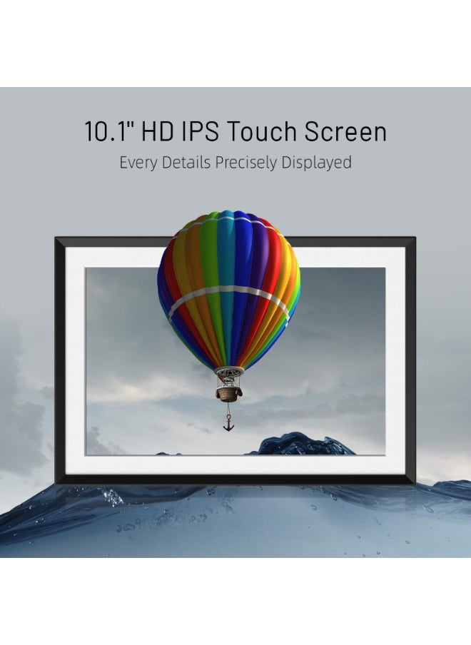 32GB Digital Picture Frame 10.1 Inch LED Light Digital Photo Frame with 1280 * 800 IPS Full HD Touchscreen, WiFi Smart Frame Share Photos and Videos via AiMOR App for Anywhere