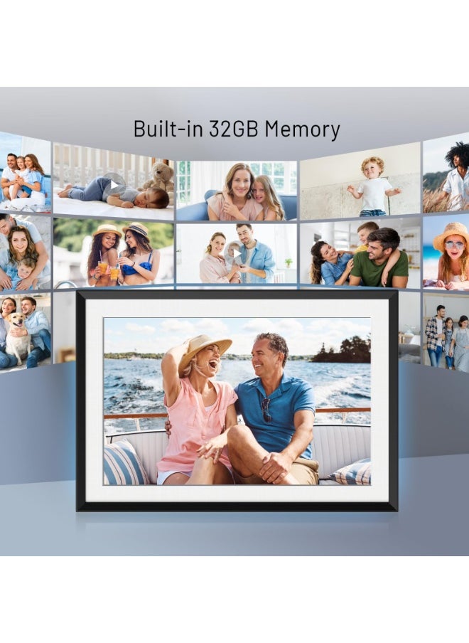 32GB Digital Picture Frame 10.1 Inch LED Light Digital Photo Frame with 1280 * 800 IPS Full HD Touchscreen, WiFi Smart Frame Share Photos and Videos via AiMOR App for Anywhere