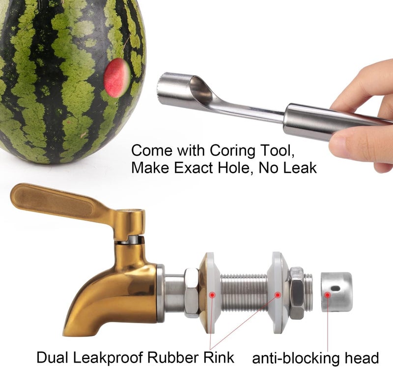 Lyty Stainless Steel Watermelon Keg Tap Kit - [Leakproof] [NO Clog] Pumpkin Fruit Keg Tapping with Coring Tool, [Adjust Shank] Watermelon Spigot for Cocktail Party-Ice Tea Drink Dispenser Spout - Image 4