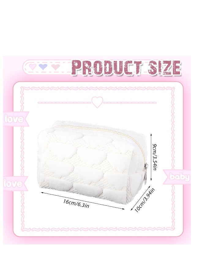 Compact Travel Makeup Bag for Women, Stylish Cosmetic Organizer with Zip Closure, Portable Toiletry Storage in White - Image 2
