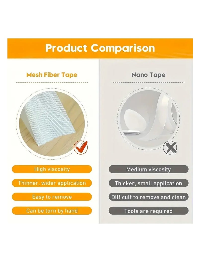 بامير 5 سم × 5 أمتار - شريط لاصق مزدوج الجوانب - لاصق شديد التحمل متعدد الأسطح للجدران والزجاج والأقمشة والخشب والمعادن - مثالي لإصلاحات المنزل والمطبخ والمكتب - Image 5