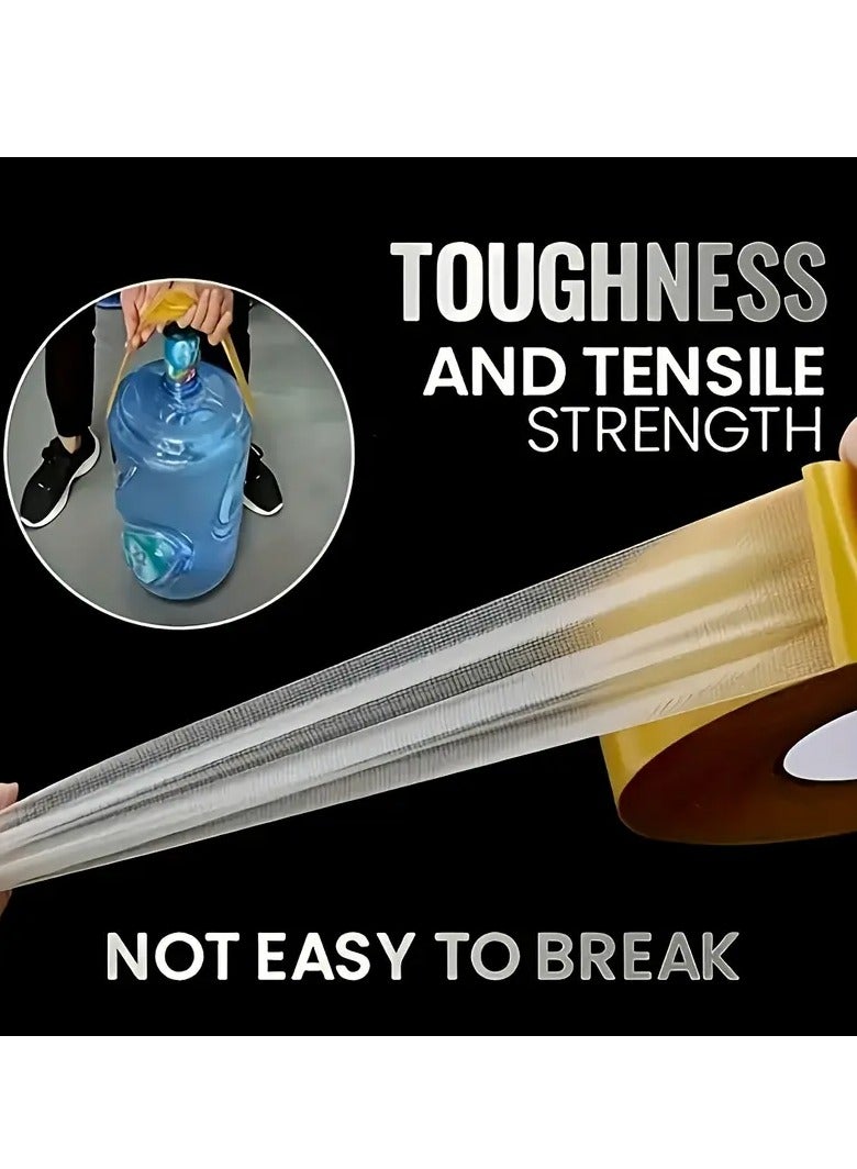 بامير 5 سم × 5 أمتار - شريط لاصق مزدوج الجوانب - لاصق شديد التحمل متعدد الأسطح للجدران والزجاج والأقمشة والخشب والمعادن - مثالي لإصلاحات المنزل والمطبخ والمكتب - Image 4