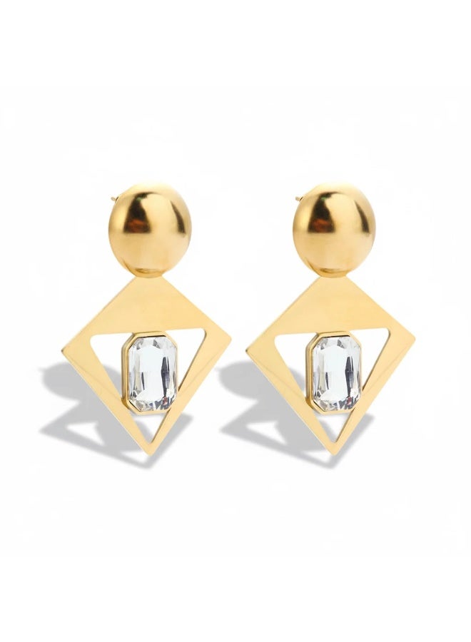 Bariq Radiant Geometric Drop Earrings - Tarnish Free - Image 1