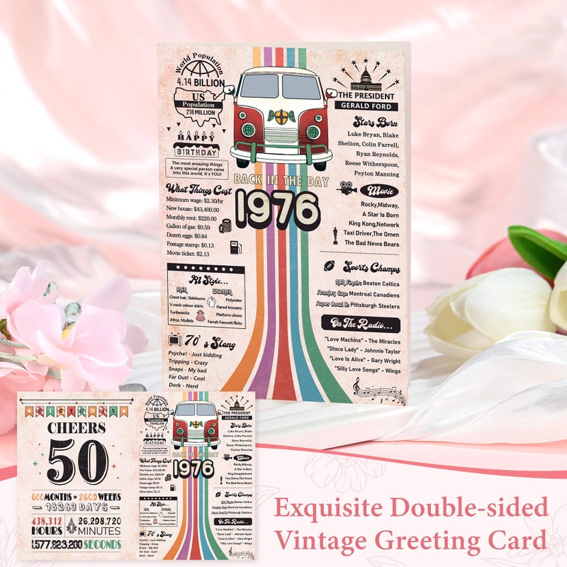 Saineron 50th Birthday Gifts for Her Cool 50 Year Old Birthday Gifts for Woman Vintage 1976 Gift Ideas for Women Unique 50 and Fabulous Gift for Her Turning 50 Present for Females Mom Sister Friend Wife - Image 5