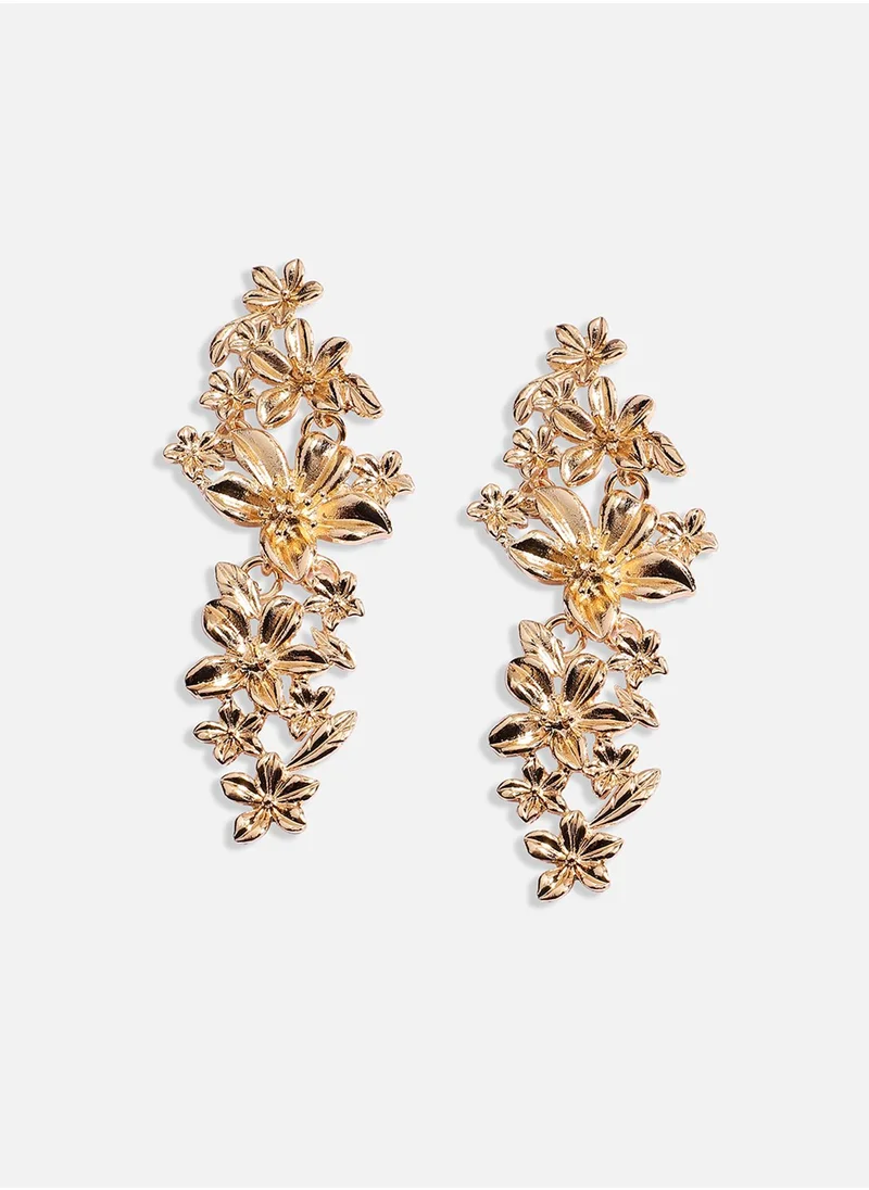 SOHI Metallic Flora Drop Earrings