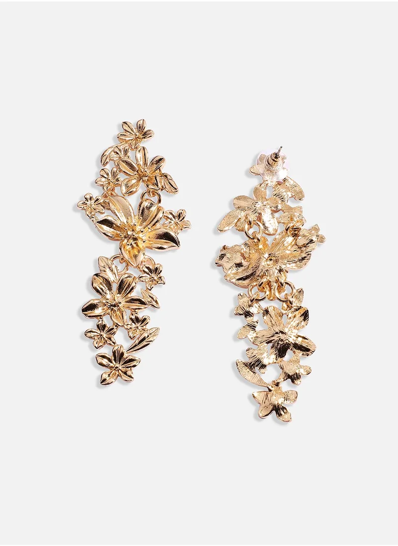 SOHI Metallic Flora Drop Earrings