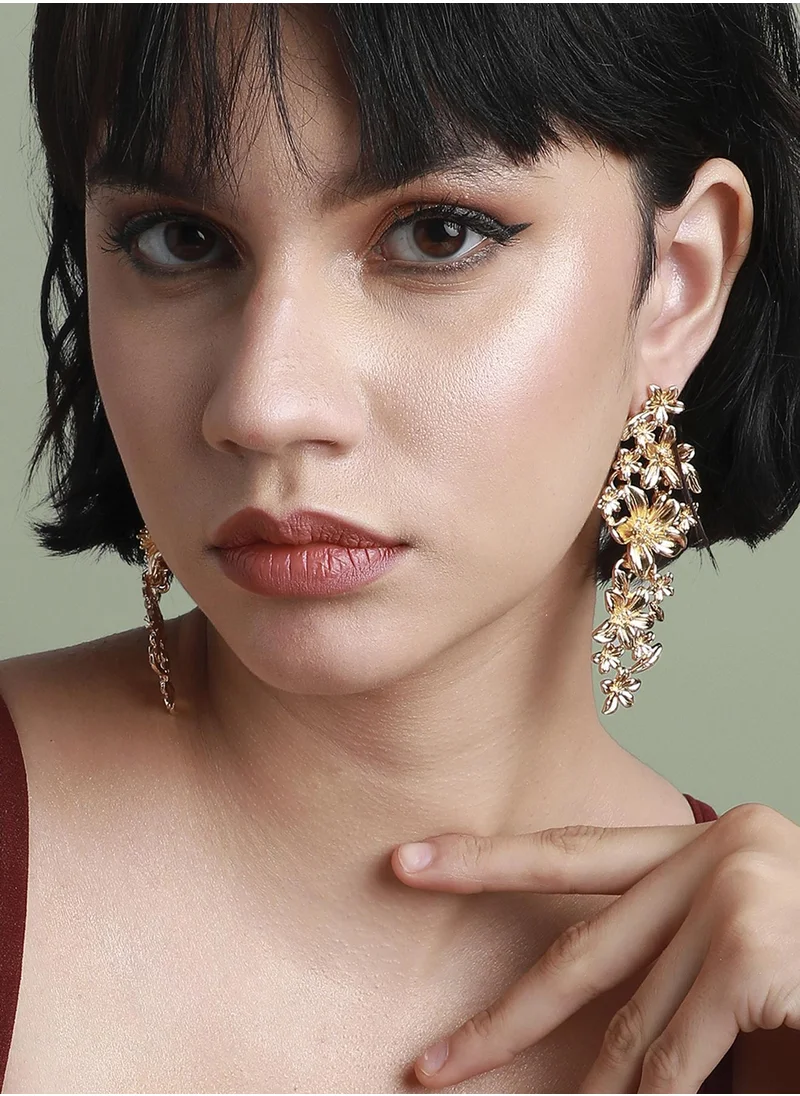 SOHI Metallic Flora Drop Earrings