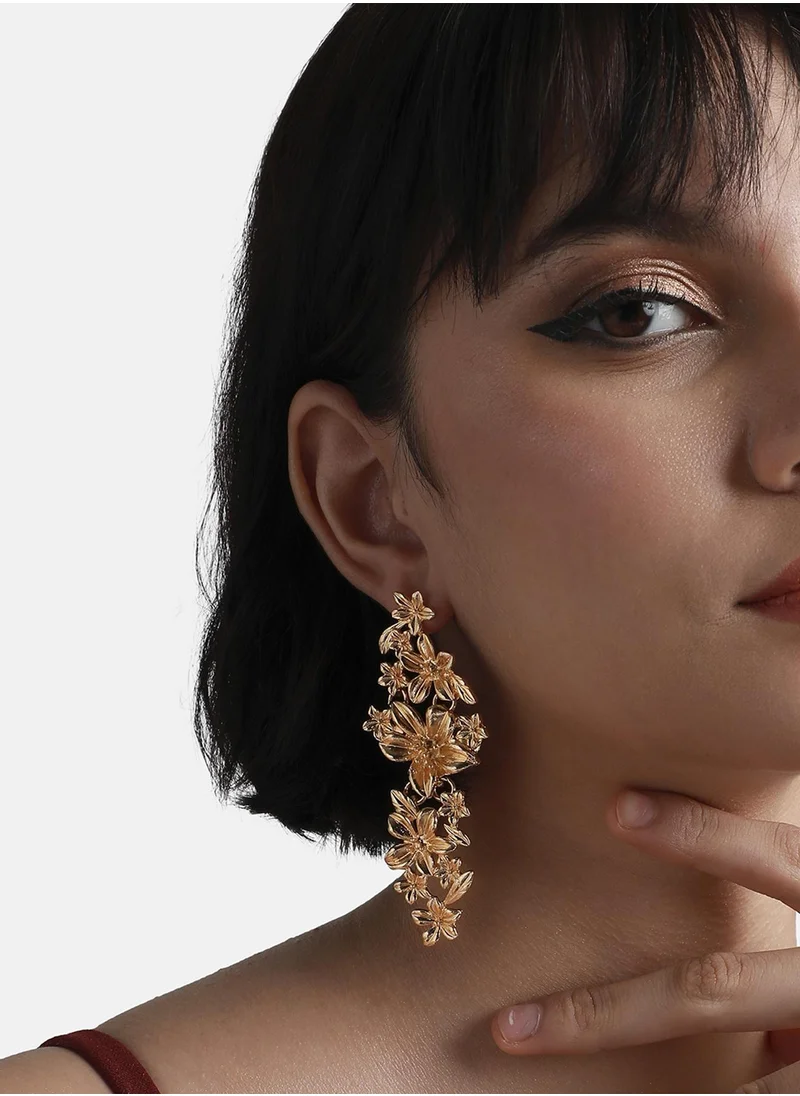 SOHI Metallic Flora Drop Earrings