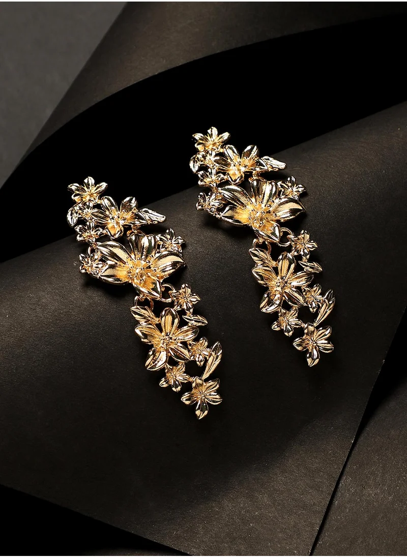 SOHI Metallic Flora Drop Earrings