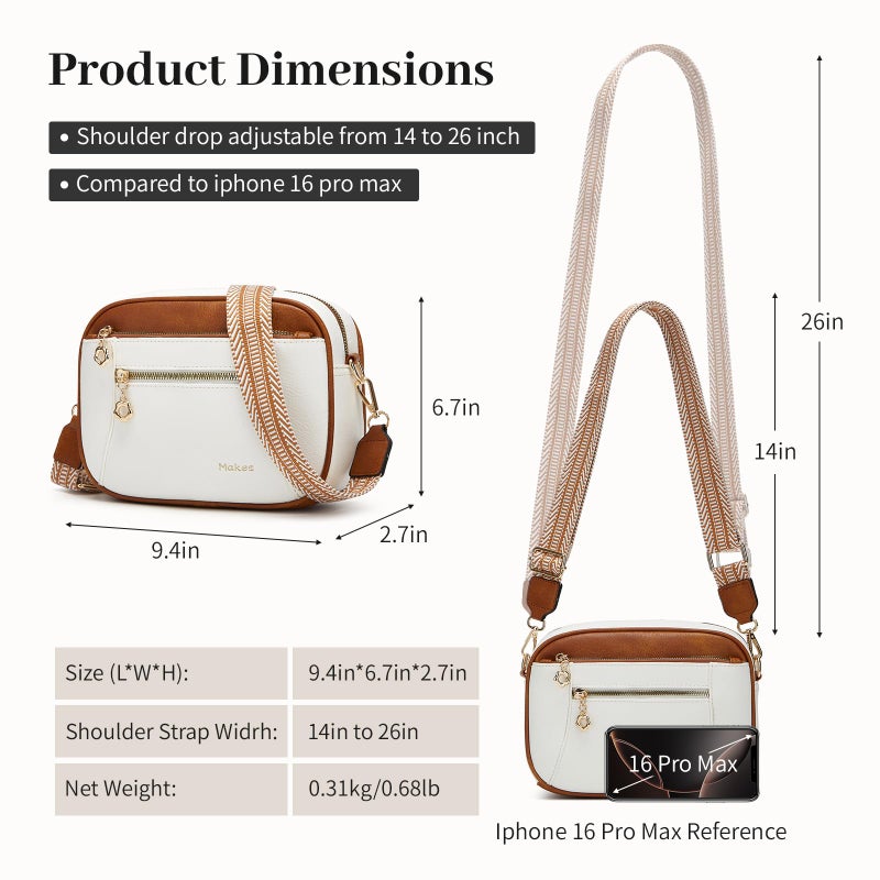 Makes Crossbody Bags for Women Small Purse Trendy Vegan Leather with Adjustable Shoulder Straps 2 Pieces Gift for Mother Wife Mom - Image 5