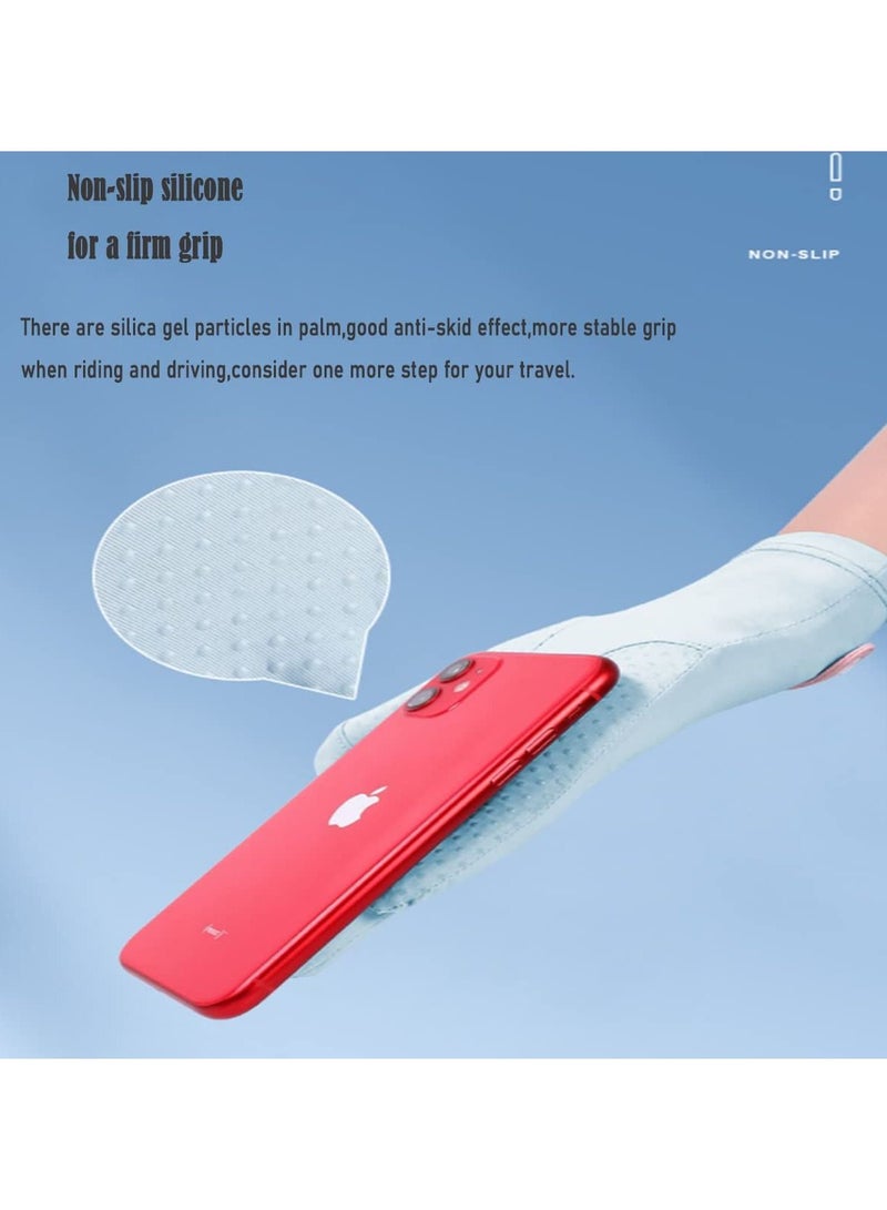 Golovejoy 1Pair Short Anti-slip Fashionable Sun Screen Gloves UPF50+UV Dust Sun Protection Summer Gloves for Driving Riding outdoor activites(Blue) - Image 4