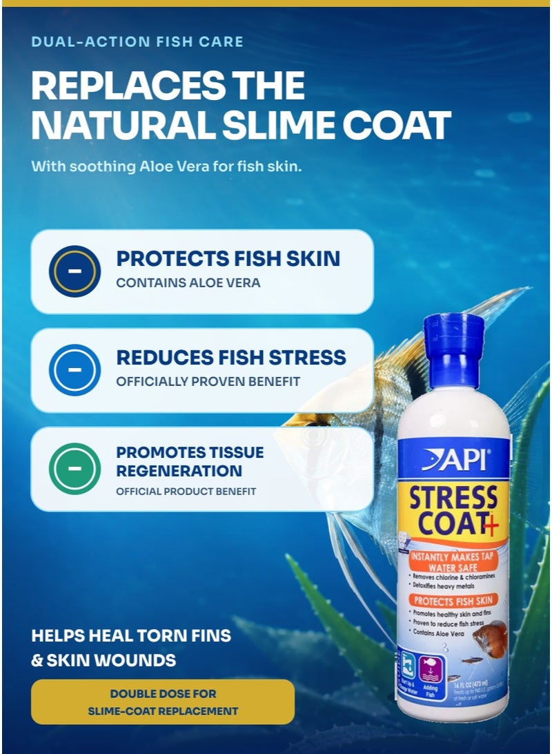 API Stress Coat (16 oz) Water Conditioner, Tap Water Treatment, 40% Stress Reduction Solution, Removes Chlorine for Handling, Netting, Adding Fish - Image 3