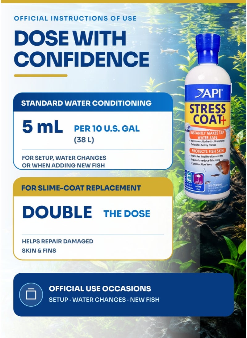 API Stress Coat (16 oz) Water Conditioner, Tap Water Treatment, 40% Stress Reduction Solution, Removes Chlorine for Handling, Netting, Adding Fish - Image 5