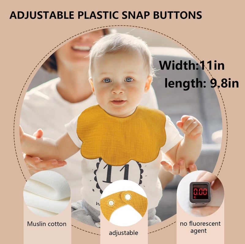 MUSBUY Baby Bibs Baby Drool Teething Bibs Cotton for Unisex Boys Girls Super Absorbent Soft Adjustable Multi-Use - Image 3