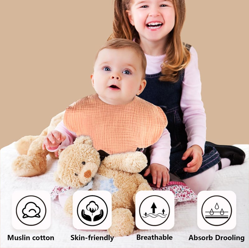 MUSBUY Baby Bibs Baby Drool Teething Bibs Cotton for Unisex Boys Girls Super Absorbent Soft Adjustable Multi-Use - Image 5