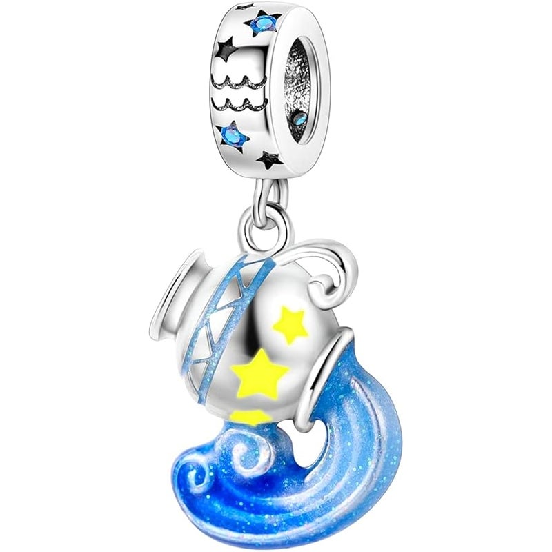 Parmuz -Zodiac -Zeichen Zauber fr Armband Halskette 925 Sterling Silber Charms 12 Sternbild/Horoskop Star Dangle Geburtssteinperlen, Geburtstag Schmuckgeschenke fr Frauen Jungen. - Image 2
