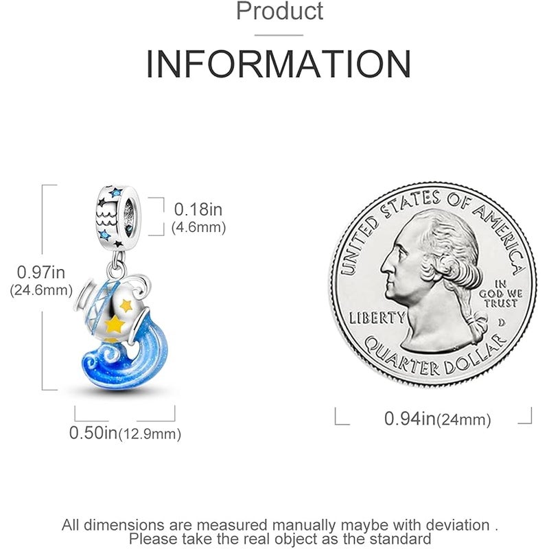Parmuz -Zodiac -Zeichen Zauber fr Armband Halskette 925 Sterling Silber Charms 12 Sternbild/Horoskop Star Dangle Geburtssteinperlen, Geburtstag Schmuckgeschenke fr Frauen Jungen. - Image 5