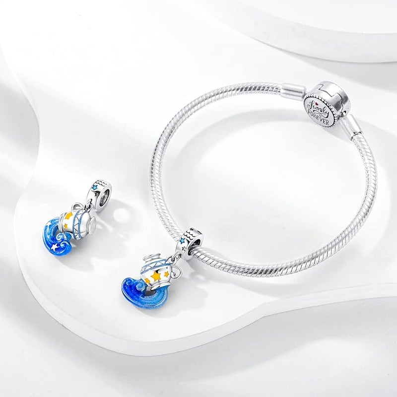 Parmuz -Zodiac -Zeichen Zauber fr Armband Halskette 925 Sterling Silber Charms 12 Sternbild/Horoskop Star Dangle Geburtssteinperlen, Geburtstag Schmuckgeschenke fr Frauen Jungen. - Image 3