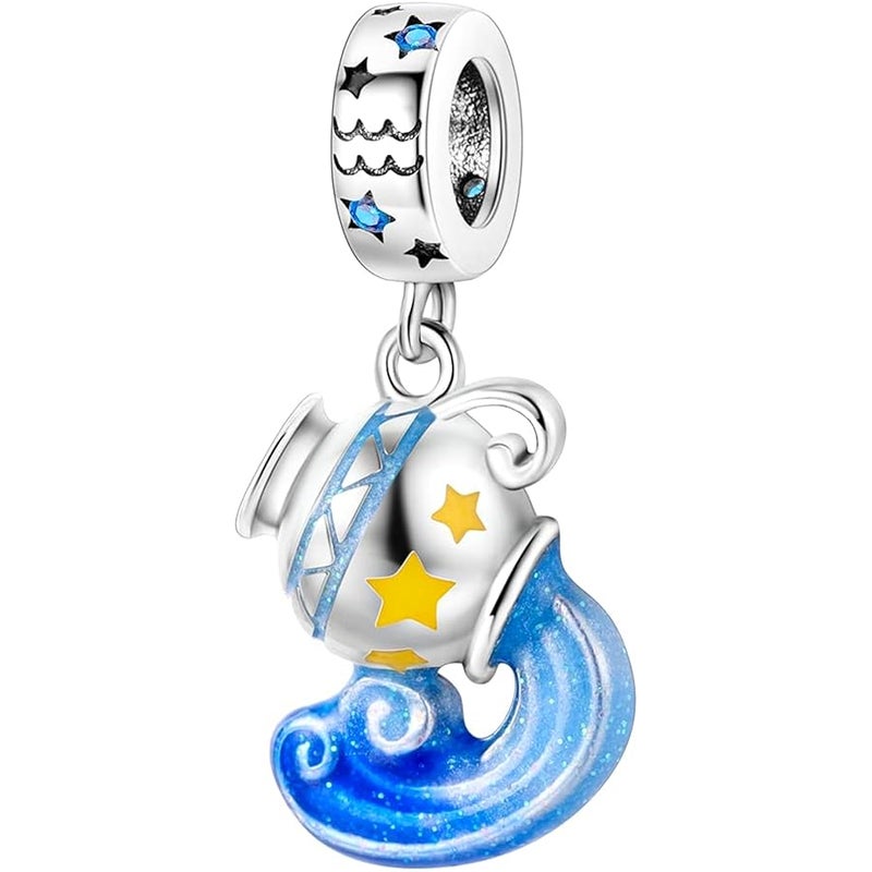 Parmuz -Zodiac -Zeichen Zauber fr Armband Halskette 925 Sterling Silber Charms 12 Sternbild/Horoskop Star Dangle Geburtssteinperlen, Geburtstag Schmuckgeschenke fr Frauen Jungen. - Image 1
