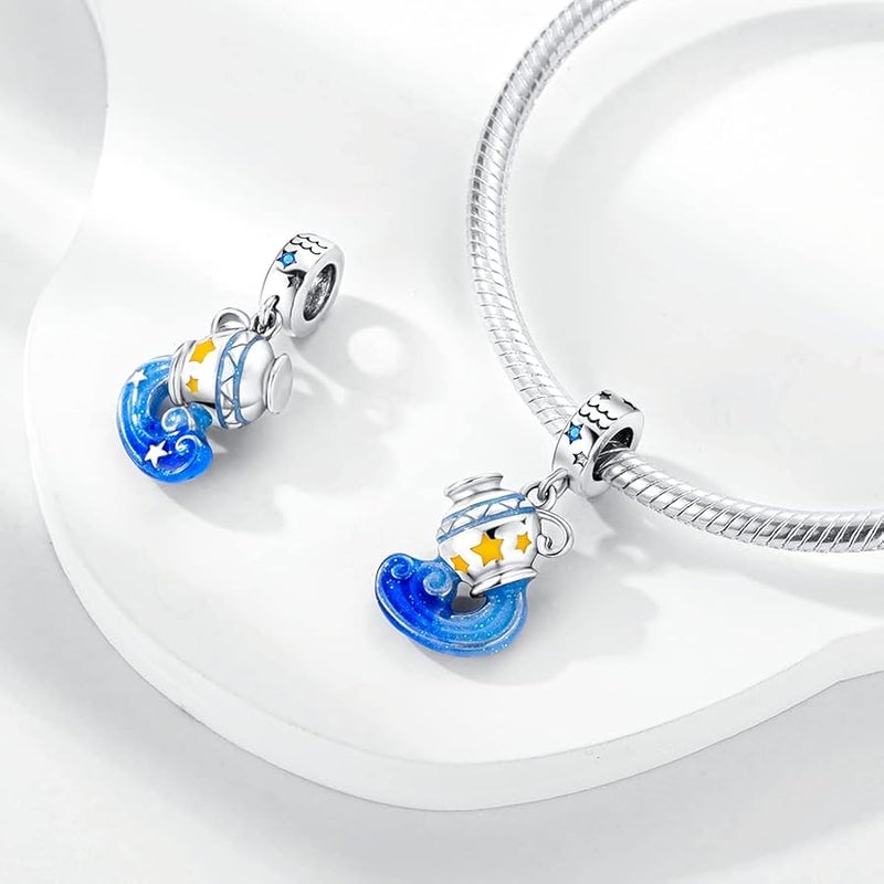 Parmuz -Zodiac -Zeichen Zauber fr Armband Halskette 925 Sterling Silber Charms 12 Sternbild/Horoskop Star Dangle Geburtssteinperlen, Geburtstag Schmuckgeschenke fr Frauen Jungen. - Image 4