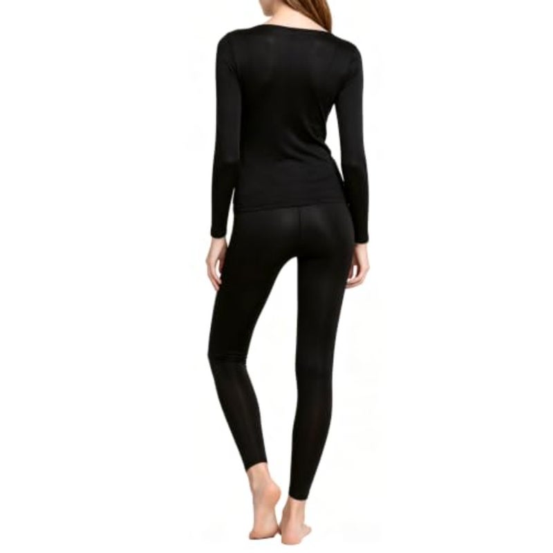 Women's Long Base Layer Top for Cold Weather, Merino Wool Blend, Black, Moisture-Wicking and Odor-Resistant [ ] - Image 3
