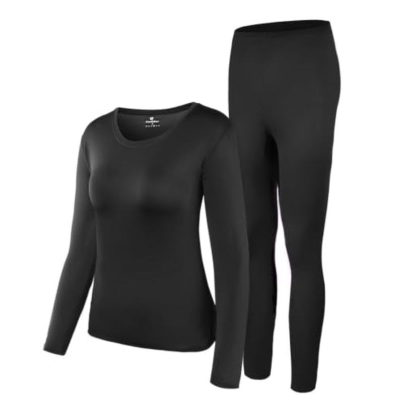 Women's Long Base Layer Top for Cold Weather, Merino Wool Blend, Black, Moisture-Wicking and Odor-Resistant [ ] - Image 1
